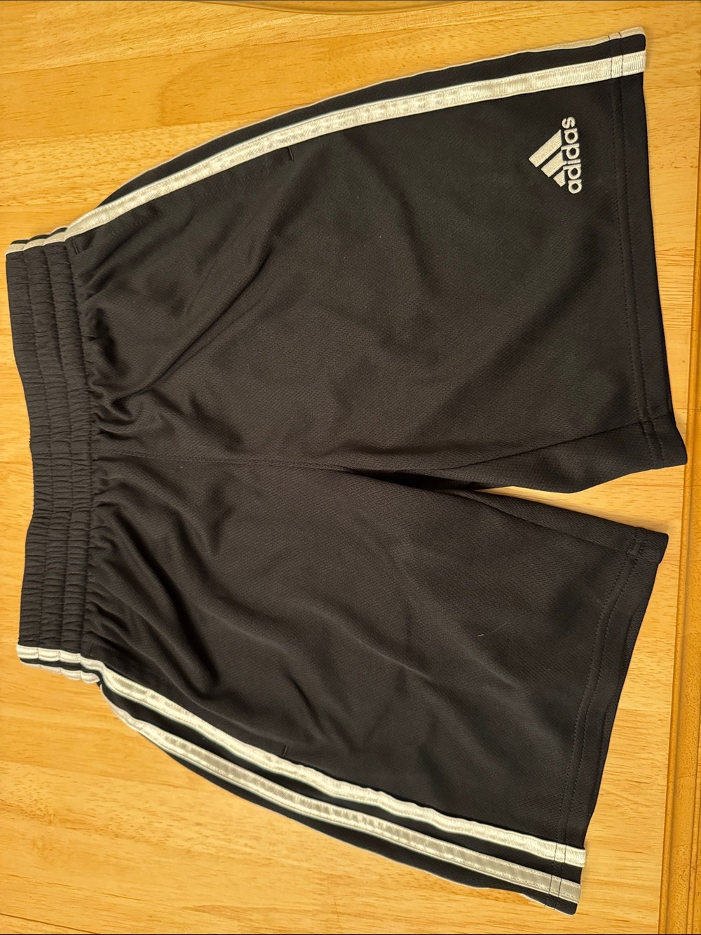 adidas Black Youth Sport Shorts with White Stripes